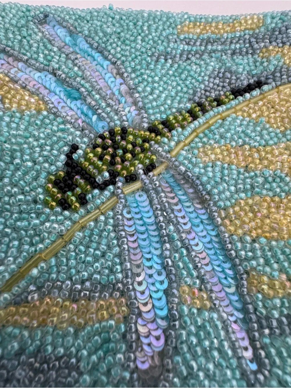 Bamboo Trading Co Beaded Dragonfly Crossbody Bag Y2K Boho Fairycore Aqua Purse